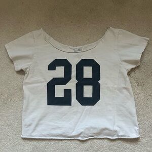 Brandy Melville Cream Tee with Black Number Graphic